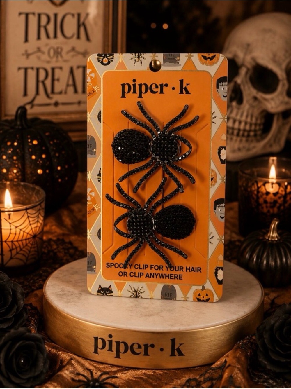 Piper.K Black Spider Hair Clips Halloween Spooky Accessory